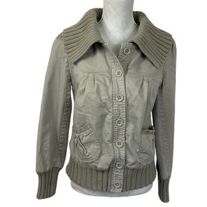 B.B. Dakota Women's M 100% Cotton Button Jacket Beige Lined